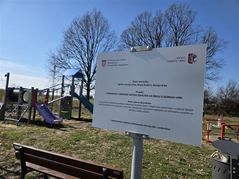 Zavr�en projekt Opremanja i uređenja dječjeg igrali�ta iza �kole u Gornjoj Vrbi